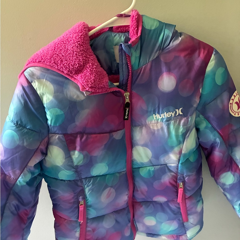 Hurley Kids Teal, Pink & Purple Ombre Puffer Jacket